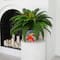 3.5ft Artificial Double Boston Fern in Handmade Mexican Talavera Ceramic Planter